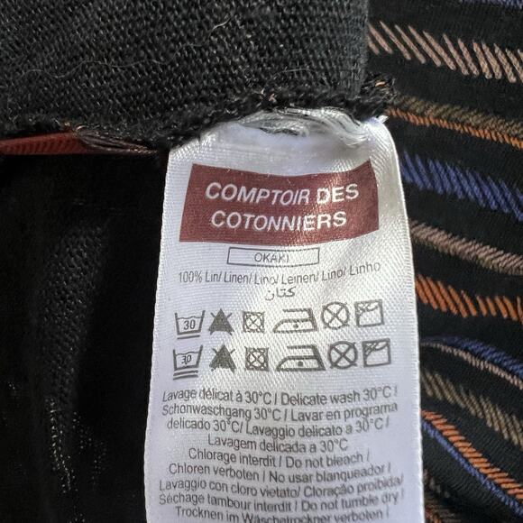 Comptoir des Cotonniers 100% Linen Stripe Short Slv Tee Top Sz 1 US XS S Casual - Picture 5 of 5